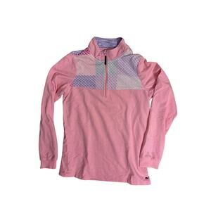 Vineyard Vines Pink Quarter Zip Girls XL Womens S Pastel Preppy Pullover
